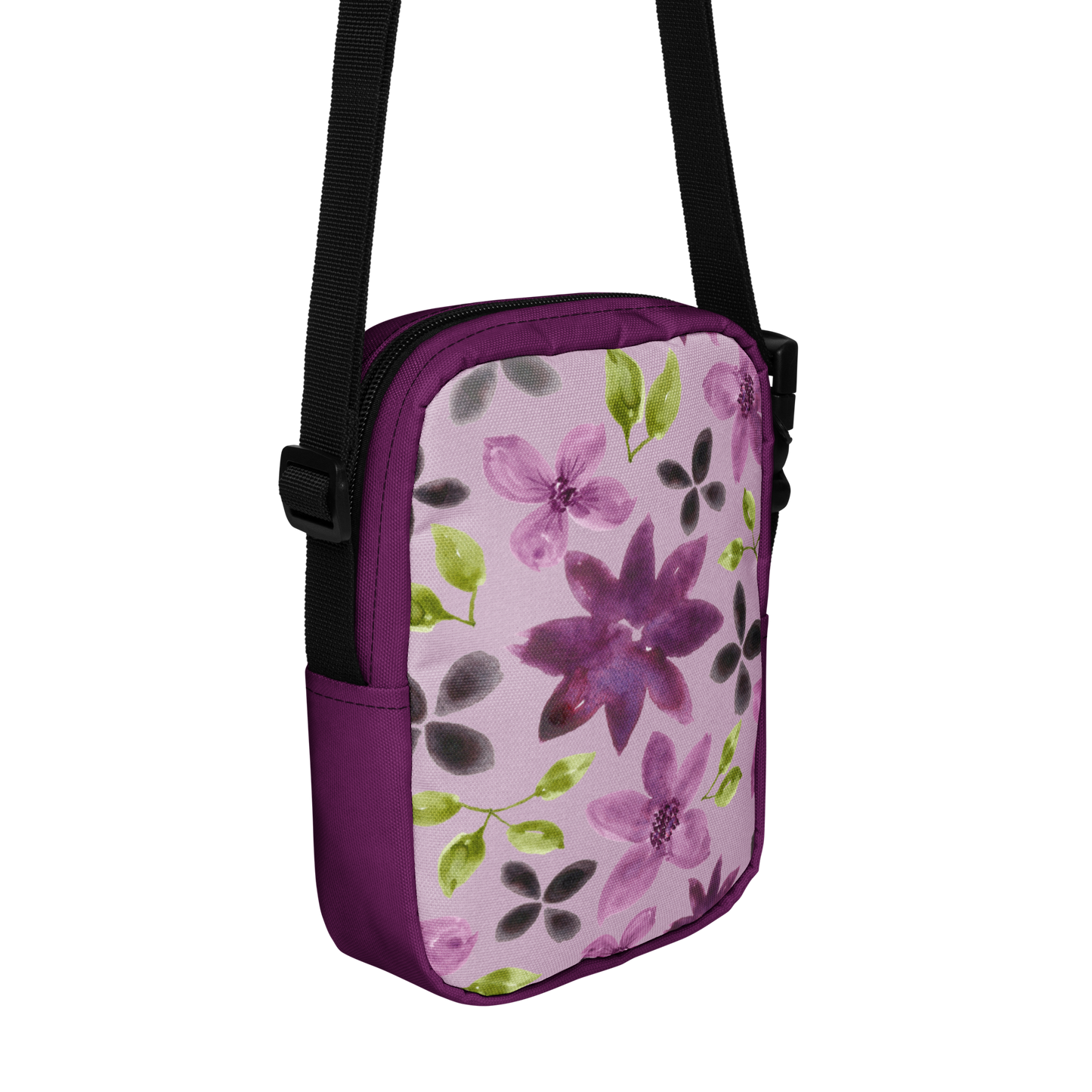Purple Flowers Crossbody Bag