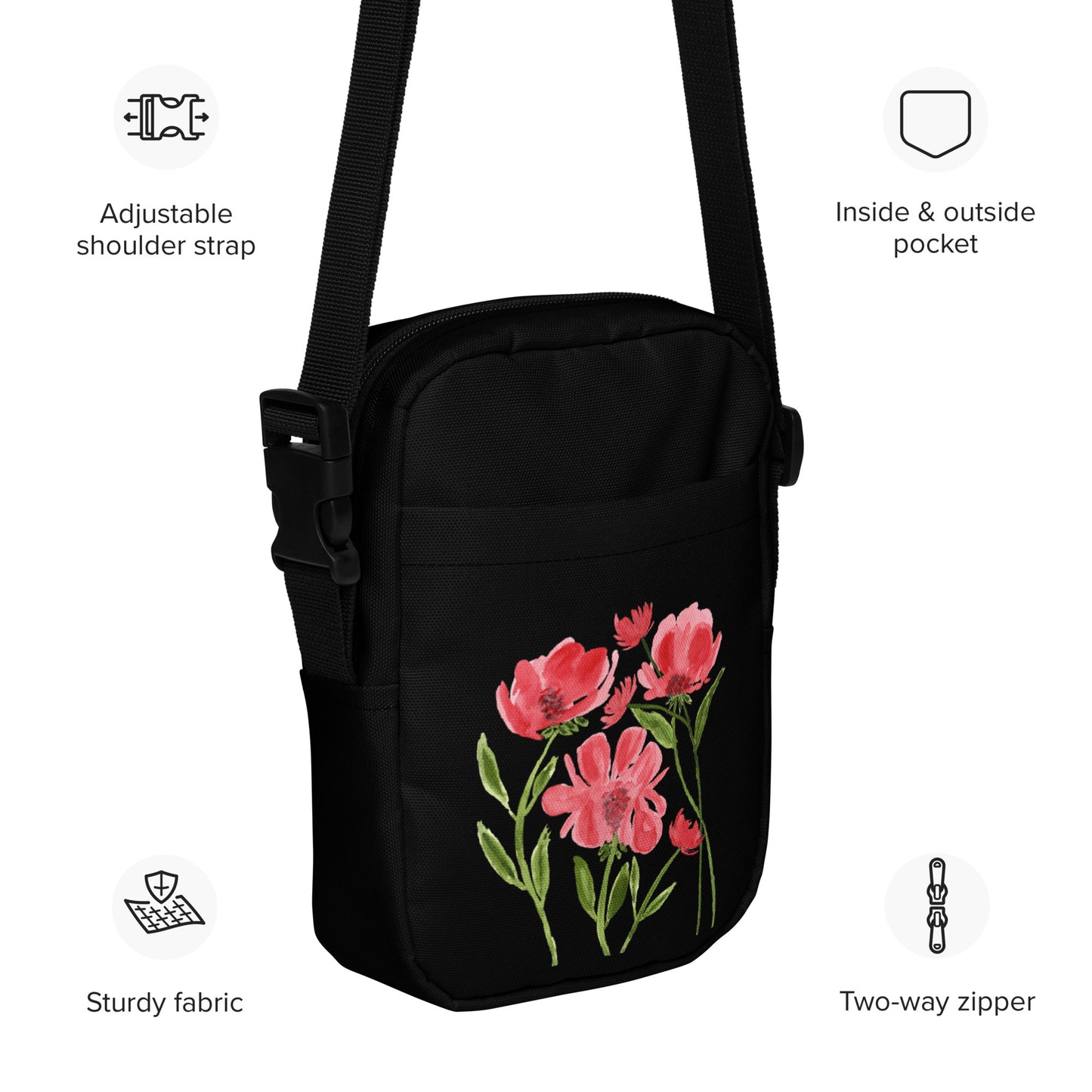 Red Bouquet Crossbody Bag