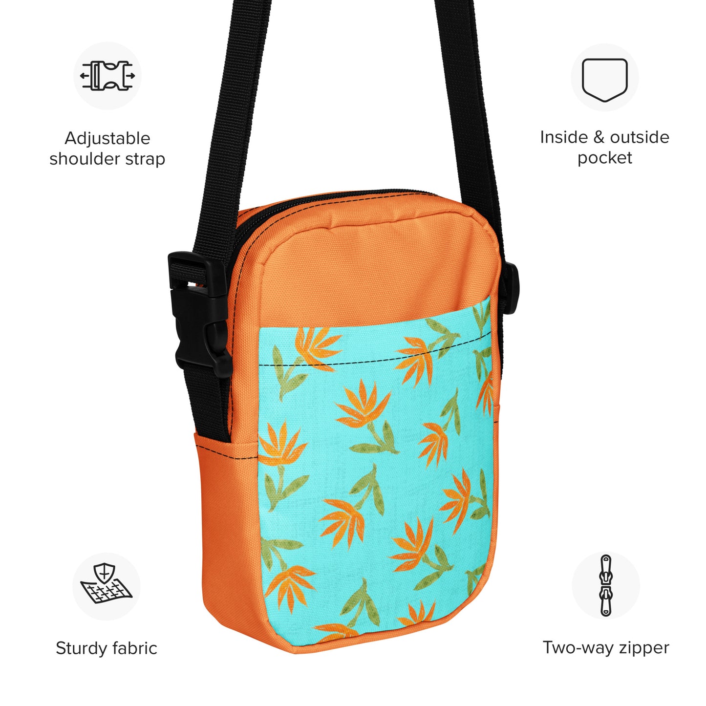 Orange Spikey Floral Crossbody Bag