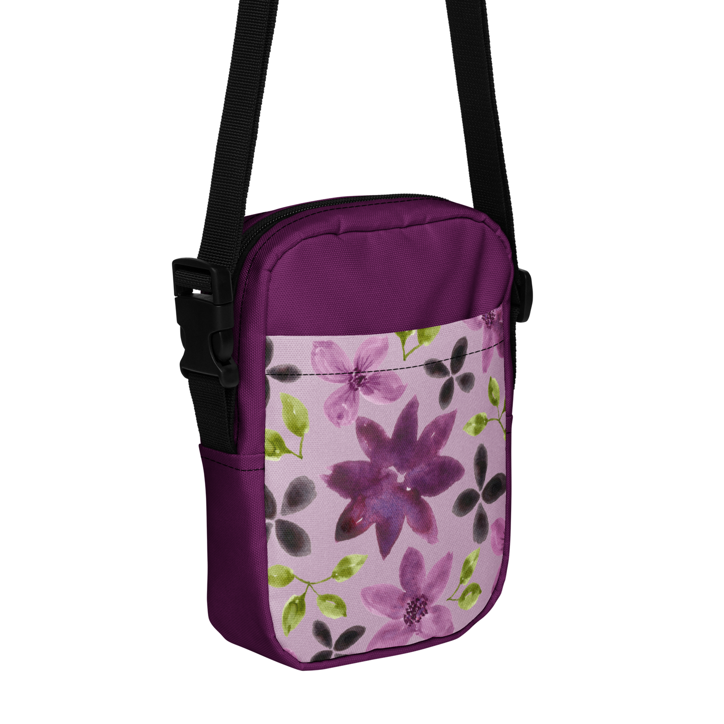Purple Flowers Crossbody Bag