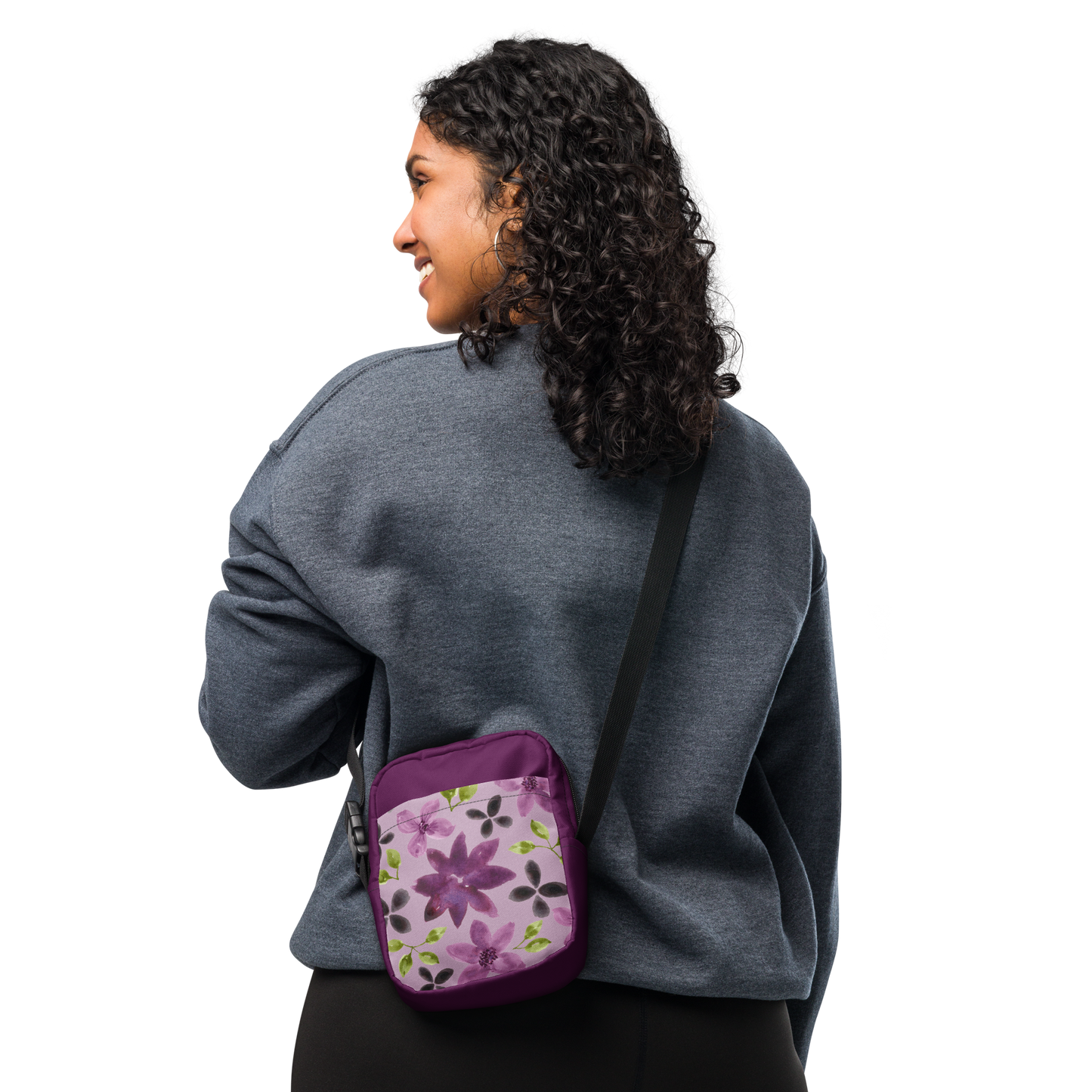 Purple Flowers Crossbody Bag