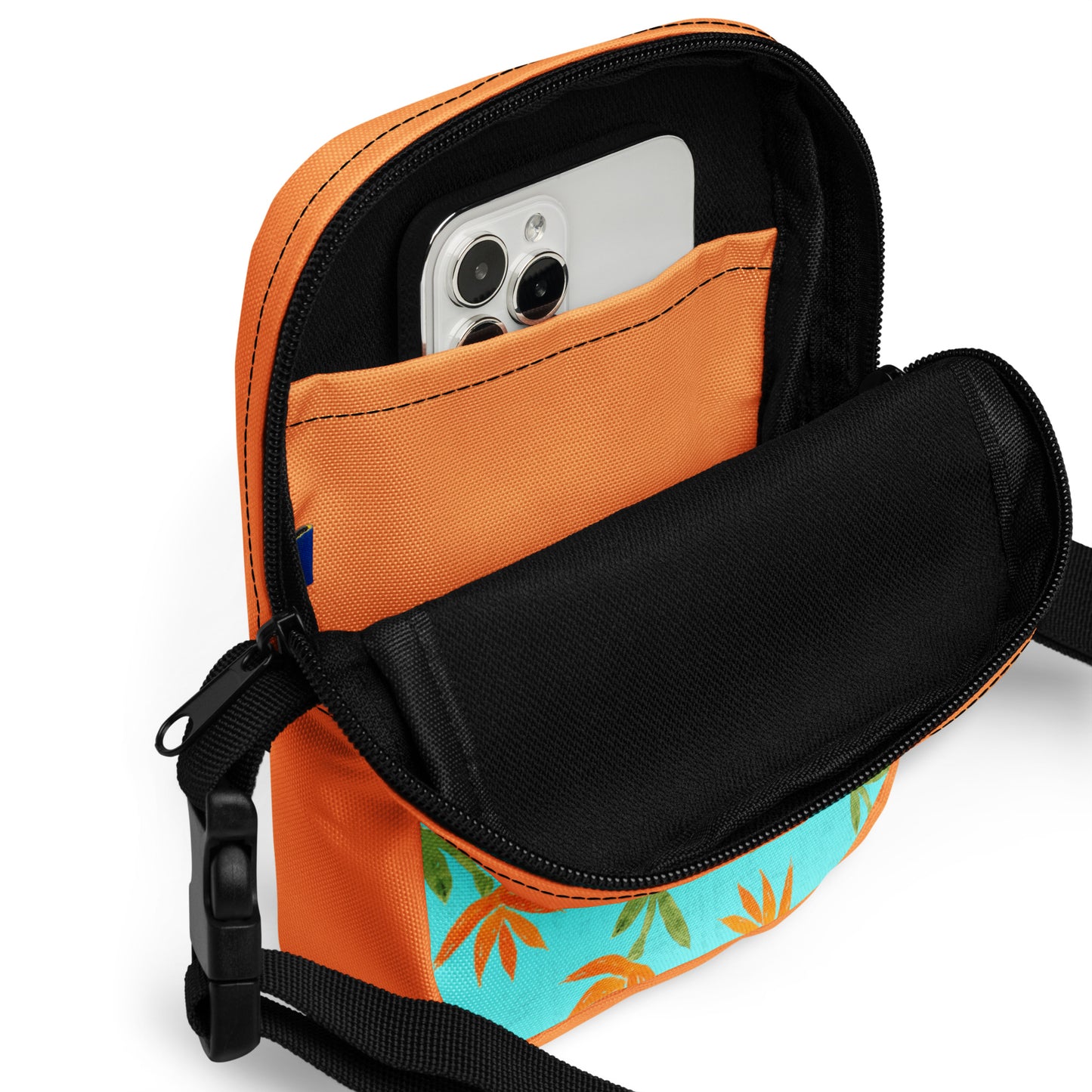 Orange Spikey Floral Crossbody Bag