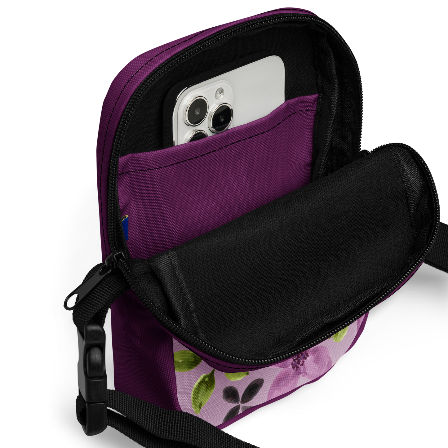 Purple Flowers Crossbody Bag