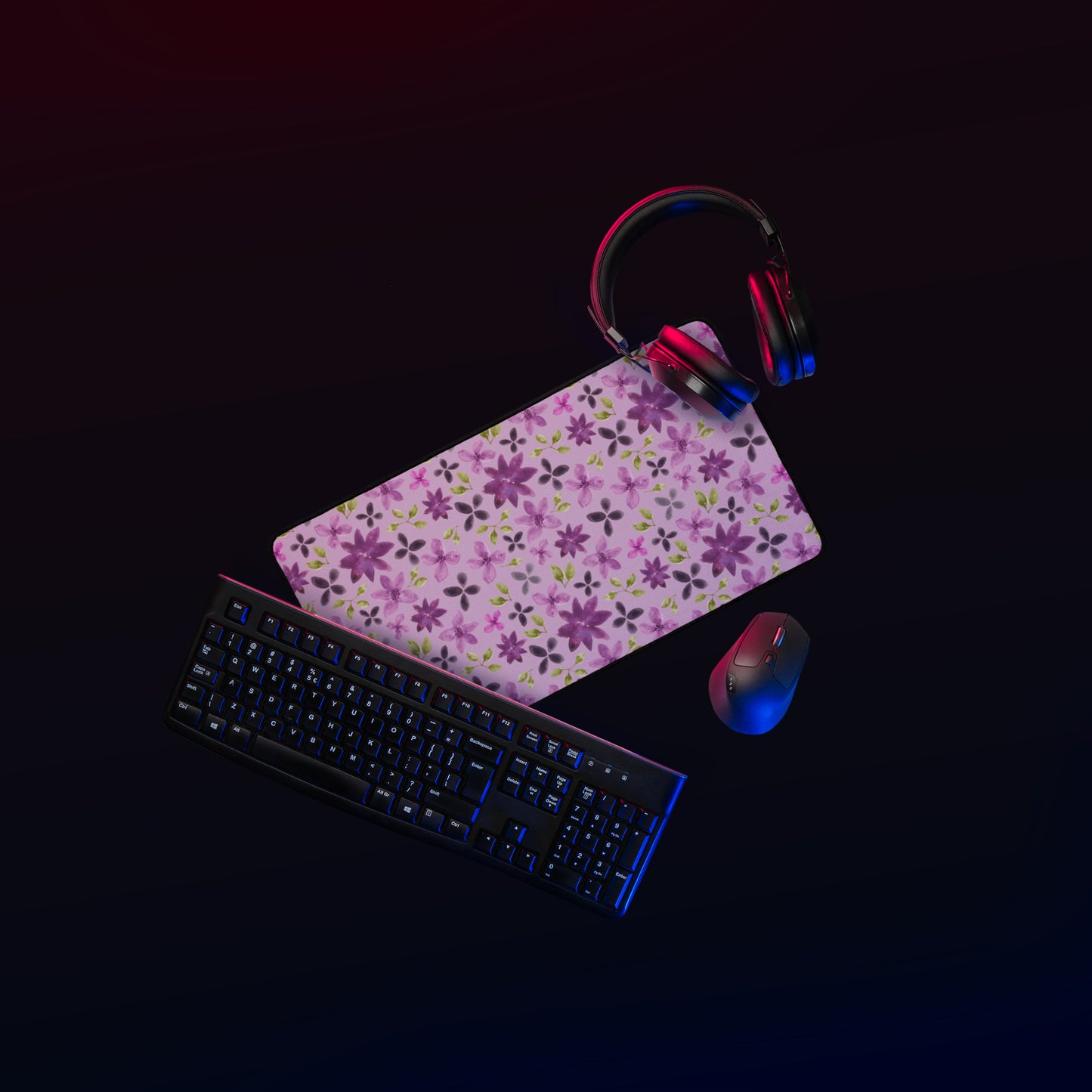 Desk Mats - Purple Flowers (12"x22")