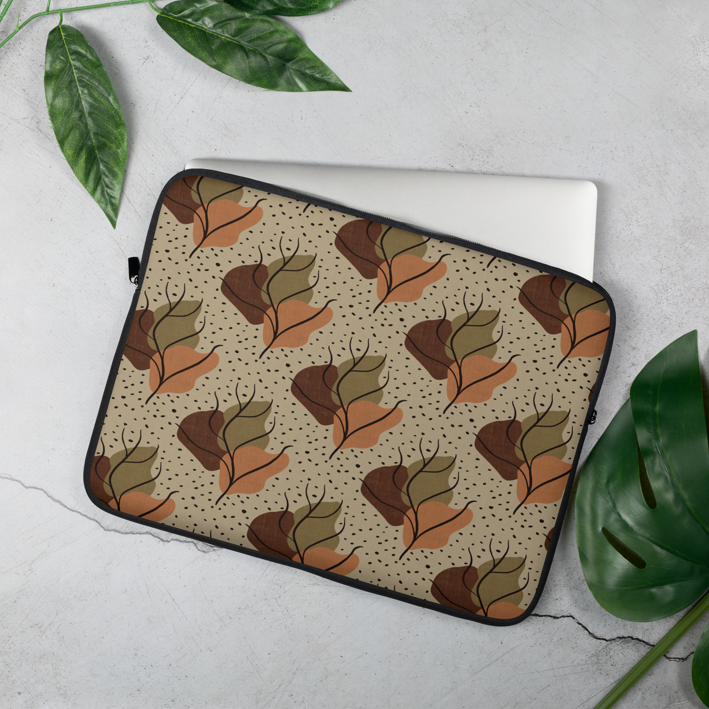 Neutral Leaves Laptop Sleeve
