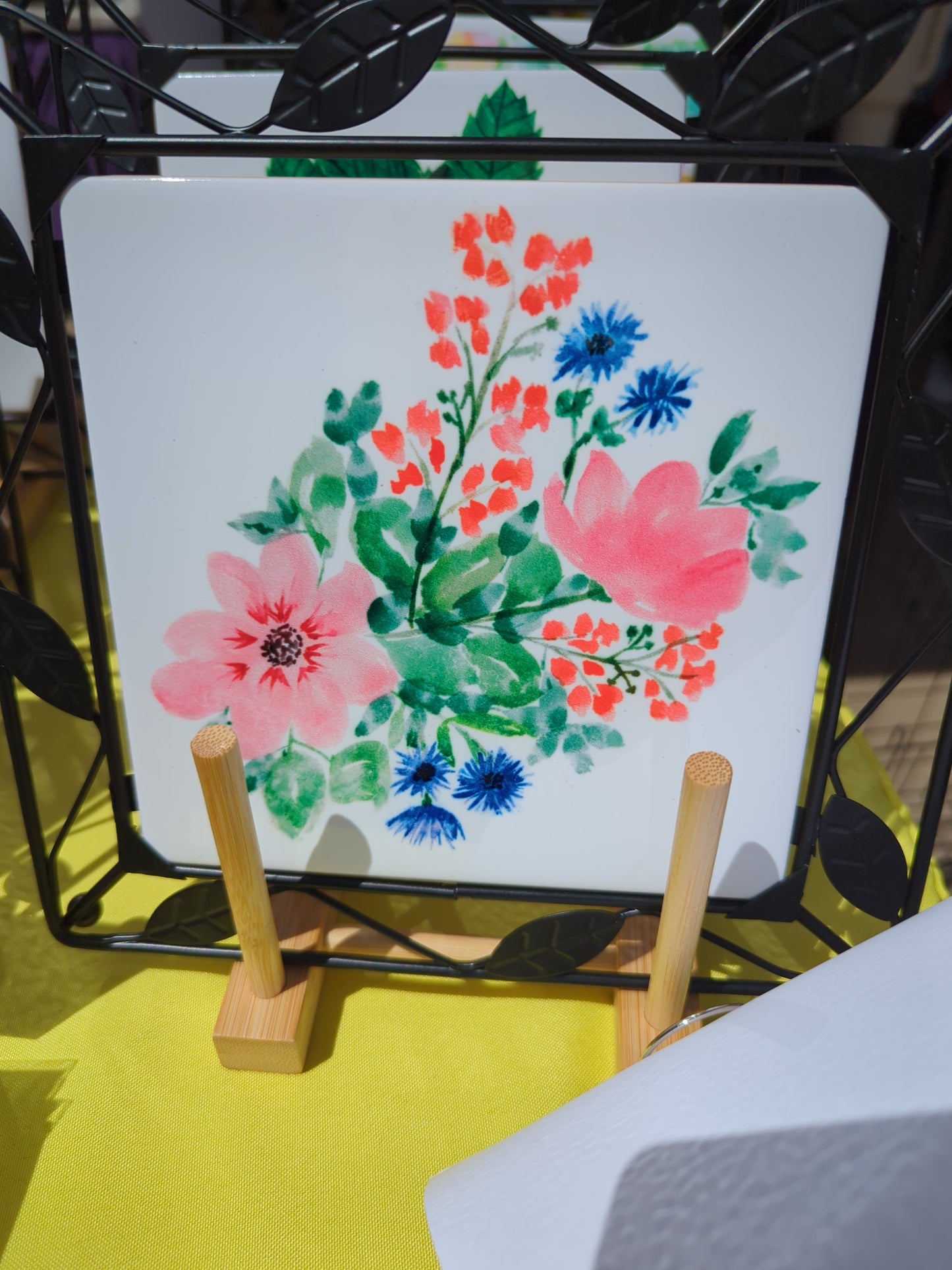 Ceramic Trivet - Pink Bouquet