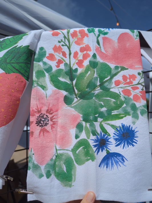 Tea Towels - Pink Bouquet