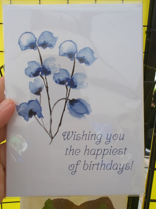 Blue pansies birthday card