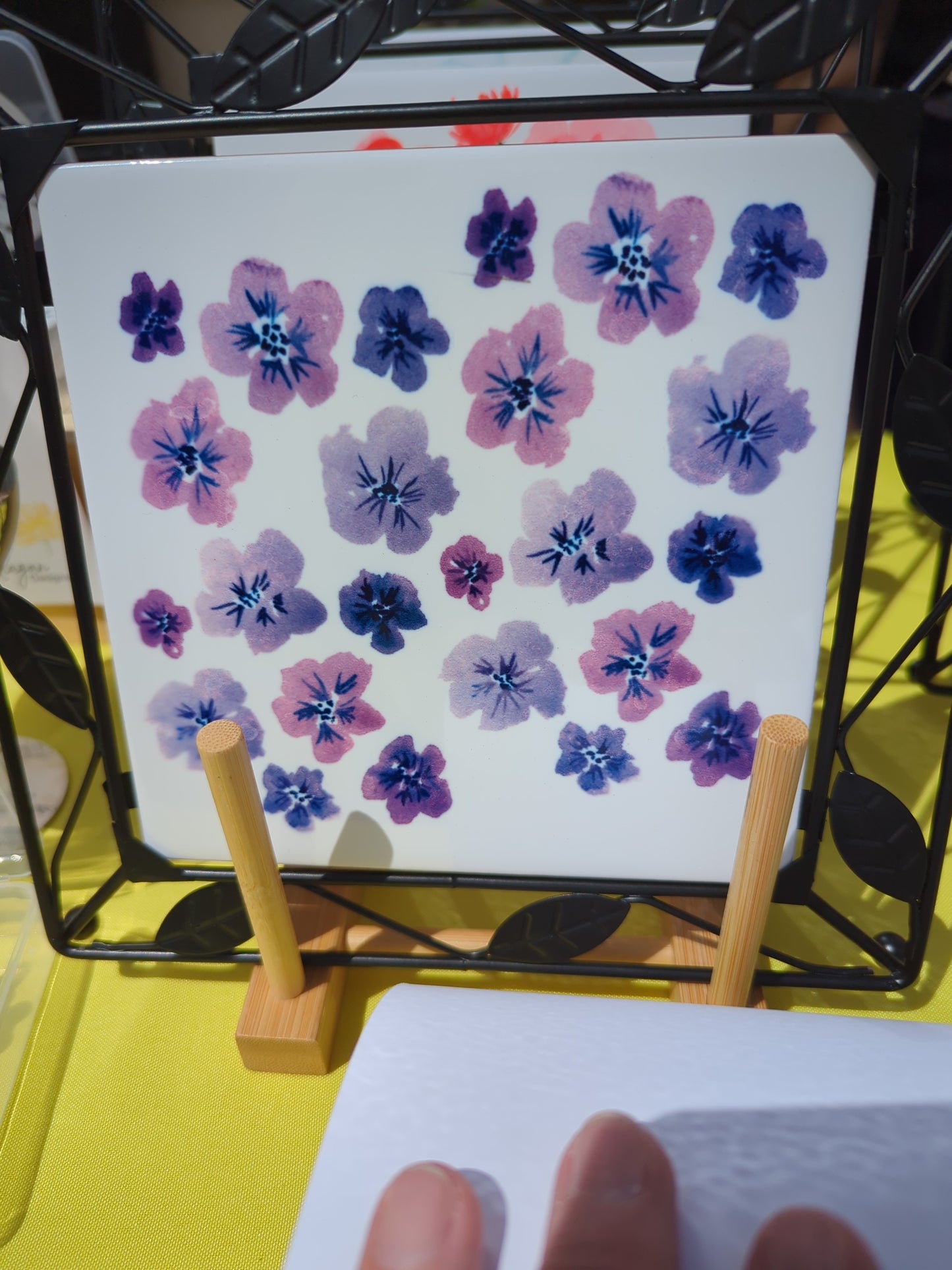 Ceramic Trivet - Purple Flower Scatter